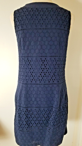 Banana Republic Dress Navy Blue Sleeveless Knee Length Sheath Embroidered 3063 - Picture 5 of 6