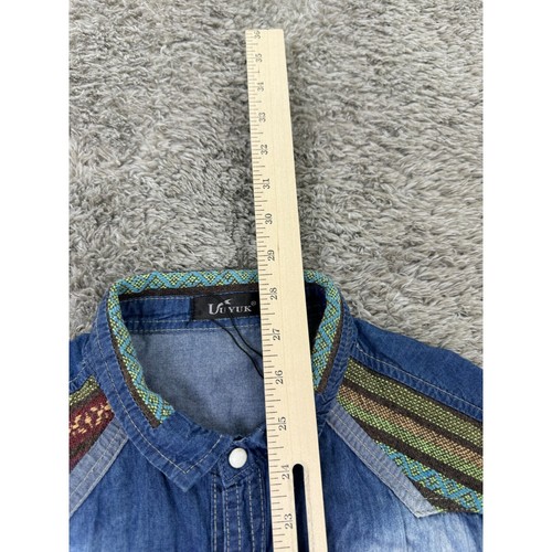 Tuyuk Western Shirt Boys XXL Aztec Tribal Cowboy Pearl Snap Denim Ranchwear - Picture 6 of 9