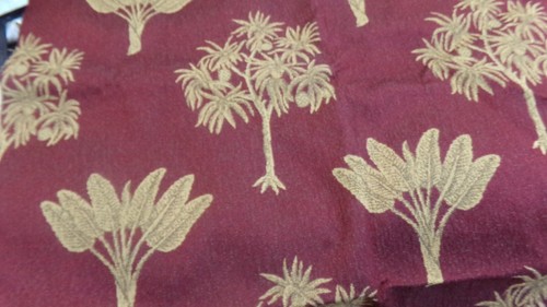 OUTDOOR FABRIC HEAVY DUTY 50" X 36" RUST BURGUNDY BEIGE PALM TREES LEAVES DESIGN - Picture 2 of 5