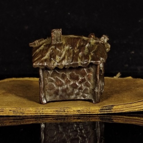 Chinese Antique Bronze Handheld Tree House Incense Burner Statue Ornament - Picture 9 of 11