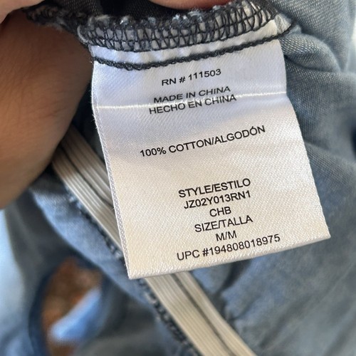 As U Wish Women’s Jumpsuit Medium Blue Chambray Straight Leg Summer Pockets - Picture 11 of 11