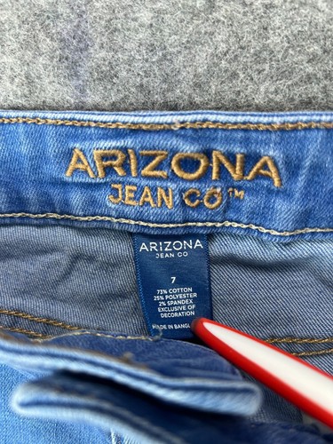 Arizona Jean Shorts Juniors 7 Womens 31 Blue Jean Denim Cuffed Chino Distressed - 第 9/10 張圖片
