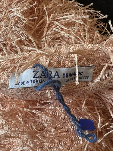 ZARA MUJER ROSA MELOCOTÓN PELUDO PIEL DIFUSA CROP MANGA CORTA SUÉTER TOP S - Imagen 8 de 9