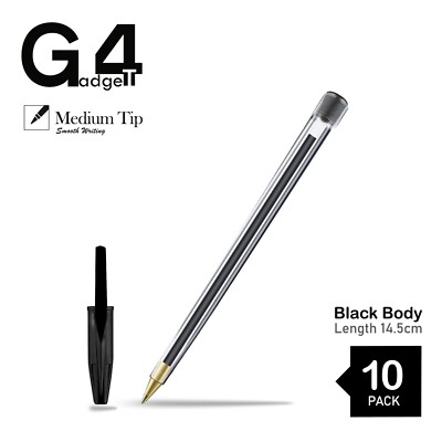 10 schwarze Biro Kugelschreiber mittlere Spitze glattes Schreiben für Heimbüros Schulen