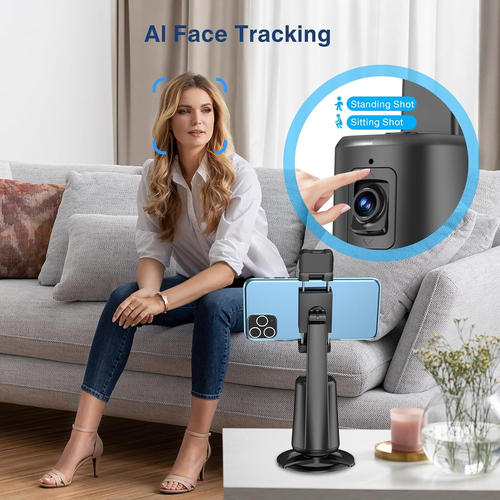 Auto Face Tracking Tripod 360° Rotating Cell Phone Photo and Video Kits Stand, N - Picture 6 of 8