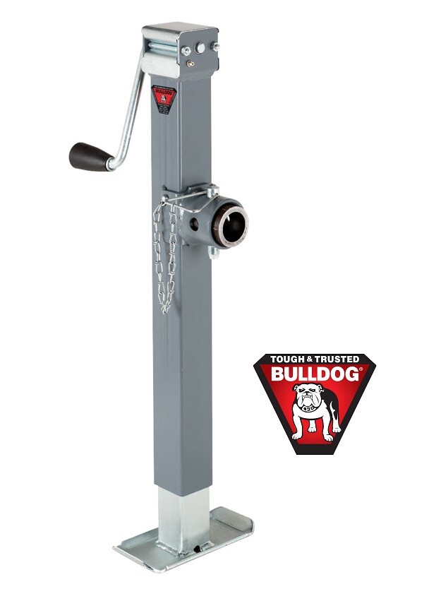 Bulldog 5K Square Trailer Jack w/ Round Tubular Swivel Mount
