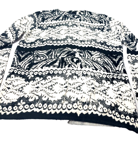 August Seide Damen Gr. M Strickjacke Pullover schwarz weiß Knopfleiste abstrakt - Bild 5 von 12