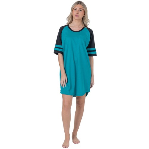 Womens Short Sleeve Sleepshirt Nightshirt Nightgown with 2-tone 3 Stripe Design - Picture 51 of 62