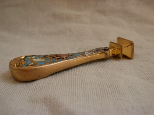 ANTIQUE FRENCH ENAMELED GILDED BRONZE WAX SEAL,LATE 19th CENTURY. - Picture 7 of 8