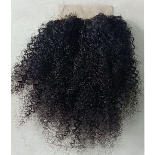 #1B Black Deep Curly Brazilian Afro Kinky Straight Human Hair T 4x4Lace Closure - Photo 1 sur 33