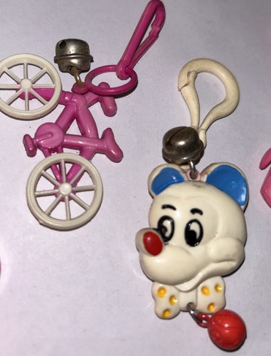 Vintage 1980s Lot Of 5 Bell Charms Plastic Clip On Mickey Mouse Bike Whistle+ - Picture 4 of 10