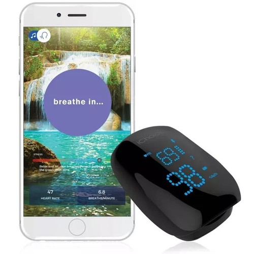 iChoice Bluetooth Pulse Oximeter Relaxation Coach Reduce Anxiety & Stress OX200 - Picture 4 of 4