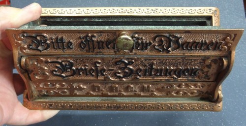 antik Historismus Paket Briefkastenschlitz Briefschlitz Briefe Zeitungen D.R.G.M - Bild 5 von 17