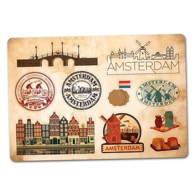 DESTINATION VINYL LTD A5 Sticker Sheet Amsterdam Vinyl Stickers - Dutch Vintage Landmark Travel #82810