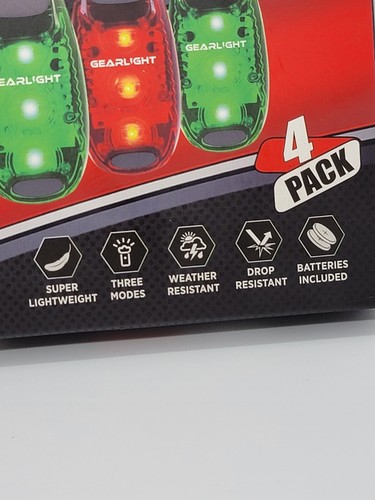 4 Pc Gear Light LED Safety Lights 2 Red 2 Green 3 Light Modes Weather Resistant - Imagen 2 de 5