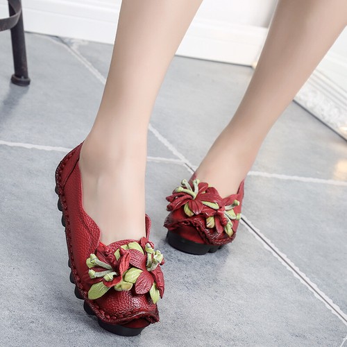 Zapatos informales florales retro para mujer sin cordones planos cómodos mocasines calzado - Imagen 20 de 22