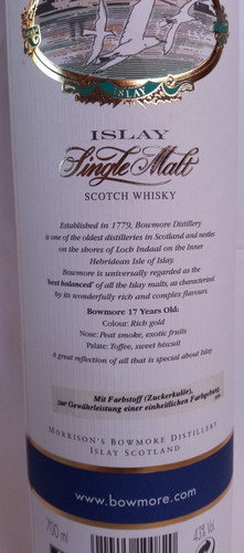 Bowmore 17years old, 43% Vol., 700ml, alte Abfüllung mit Seagull-Label - Bild 7 von 7