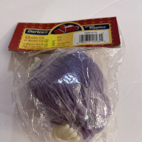 Vintage Darice Dall Kopf mit Händen lila Garn Haare 550019-72 3 Zoll hoch - Bild 3 von 7