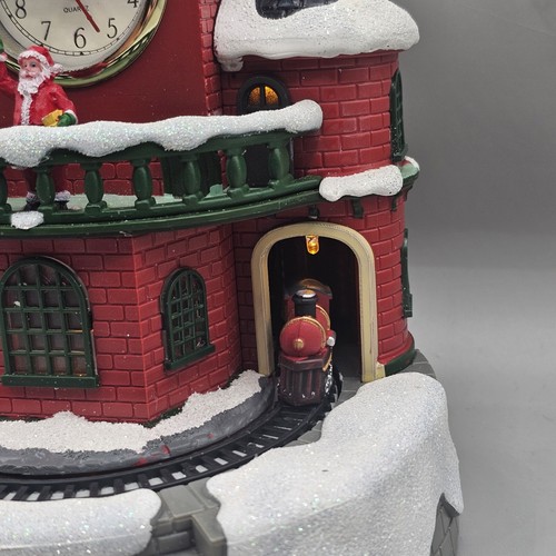Reloj de Navidad Taller Musical y Tren en Movimiento de Papá Noel. Decoración 🎅🧑🎄🎄 - Imagen 3 de 14