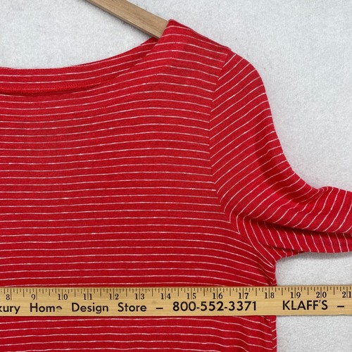 EILEEN FISHER Dress XS Organic Linen Jersey Striped Shift Tunic 3/4 Sleeve Red - Picture 9 of 12