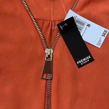 Premise Studio Sleeveless Blouse Top Womens M Orange Lightweight Large Zipper