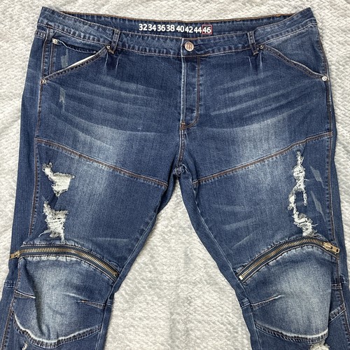 Wash Dry and Fold Men's 46 Jeans Zippers Design Distressed Fade Ankle Streetwear - Picture 2 of 22