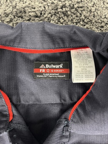 Bulwark FR IQ Series Navy Blue Long Sleeve Button Shirt Mens Size 4XL - Imagen 3 de 7