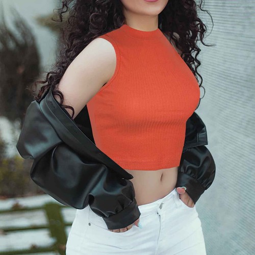 Mock Neck Cotton Blend Crop Top Everyday High-neck Women 3 Pack - Picture 5 of 20