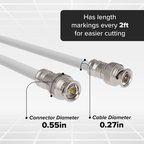 Cable BNC coaxial duradero de 200 pies - Ideal para transmisión de señal y video HD - Imagen 8 de 11