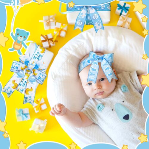 6 Rolls 30 Yards Baby Boy Light Blue Craft Ribbon for Baby Shower Decorative ... - Picture 6 of 7