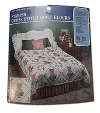 1991 Designs for the Needle SUNBONNET SUE Stamped Cross Stitch Blocks 6 Blocks