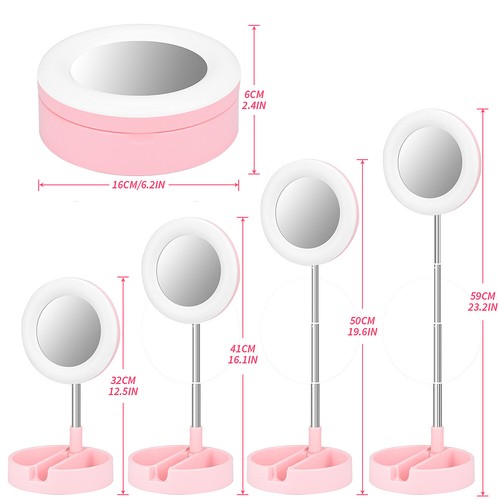 6.3-inch Portable Makeup Mirror LED Light Dressing Table Mirror beauty RingLight - 第 5/7 張圖片