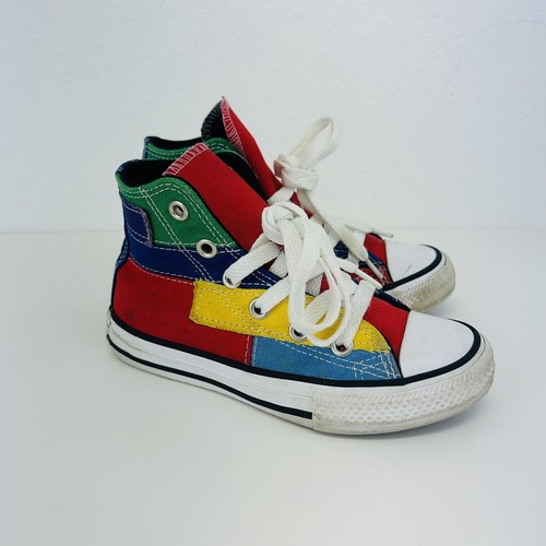 Chuck Taylor Converse Kids 11C Colorful High Top Blue Red Yellow Green Shoes - Picture 3 of 9
