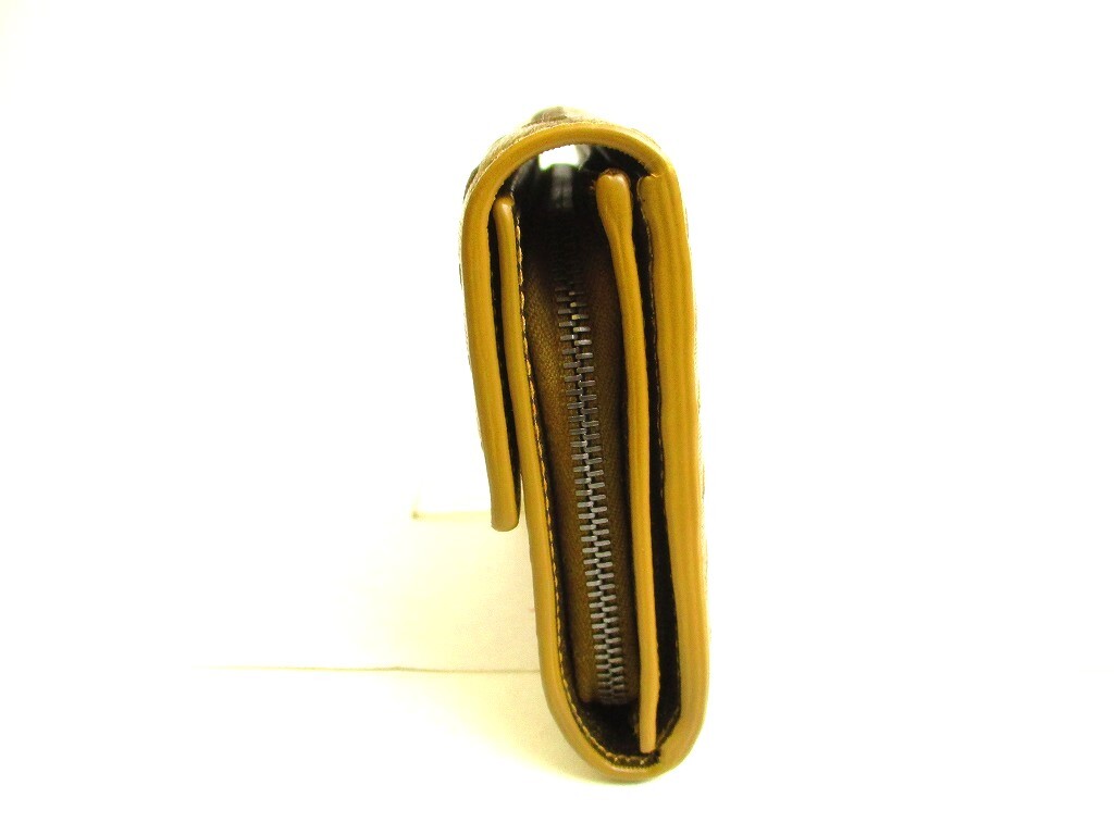 24AW new/BOTTEGA VENETA カセットジップ長財布 Wallet Gold Auth BOTTEGA VENETA Intrecciato Gold Leather Bifold Long
