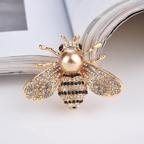 Cute Honey Bee Brooch Pin for Women Girls Men Simulated Pearl Cubic Zirconia Cry - Picture 5 of 7