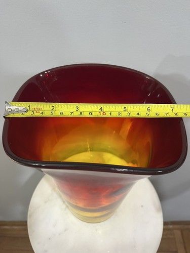 Stunning Vintage 1970’s Vibrant Tangerine Blenko Glass Vase #7143M 9.5” Tall GUC - Picture 20 of 22