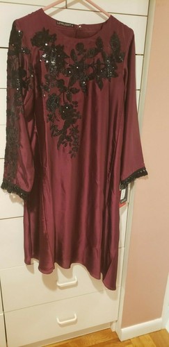 Pakistani / Indian Red Embroidered Silk Original Limelight Dress - Picture 1 of 9