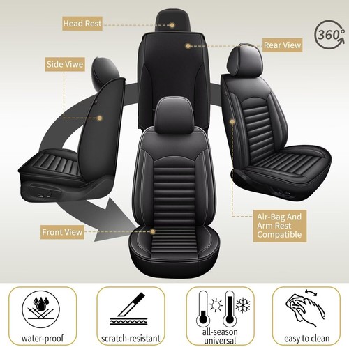 For Cadillac CT4 2020-2024 Black Faux Leather Full Set Car 5-Seat Covers Cushion - Picture 8 of 8