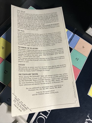 PICTIONARY THE GAME OF QUICK DRAW 1st EDITION VINTAGE 1985 - VERY GOOD COND - Picture 2 of 8