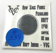 FIRST NEW YORK PENNY 1749 COPPER DUIT MINELAB METAL DETECTOR TESORO FISHER