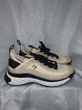 CHANEL CC Black Nude Thick Quilted Platforms Soles Lace Up Sneakers Trainer 39.5