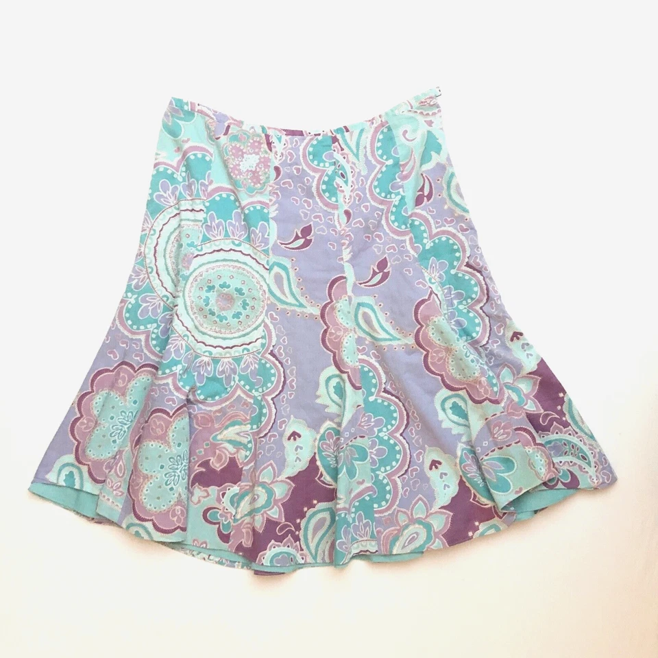 Falda midi ligera 100 % algodón acampanada tiro bajo cachemira de principios de la década de 2000 Y2K M L 8 Foto 2 de 4