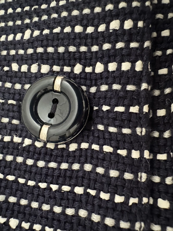 Carlisle Chaqueta Lápiz Falda Traje Conjunto 10 Negro Blanco Boucle Mezcla Algodón Forrado Foto 3 de 4