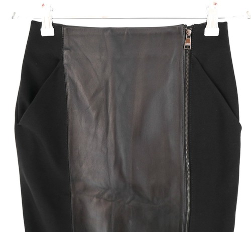 Karl Lagerfeld Negro Con Cordero Piel Lápiz Falda Talla Eu 32 GB 4 Ee. Uu. 2 - Imagen 2 de 7