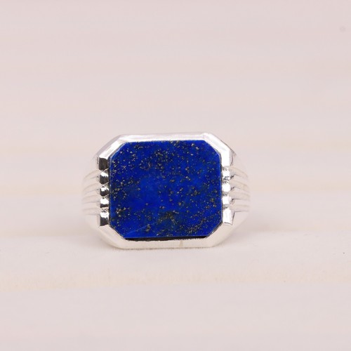 Lapis Lazuli Men's Ring, Sterling Silver Signet Ring, Handmade Gemstone Jewelry - Picture 5 of 5