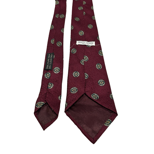 Vintage Giorgio Armani Burgunderrot Geprägte Foulard Seidenkrawatte Made in Italy - Bild 5 von 6