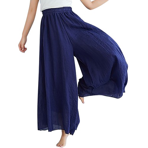 Women's Cotton Linen Pants Elastic Waist Wide Leg Loose Trousers - Bild 5 von 52