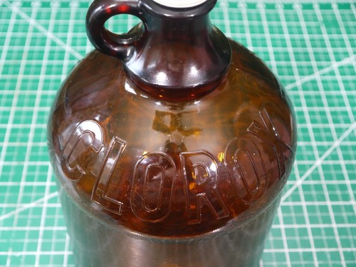 Embossed & Textured Glass Bottle Brown Amber Clorox Gallon Finger Jug & Cap #1 - Picture 8 of 9