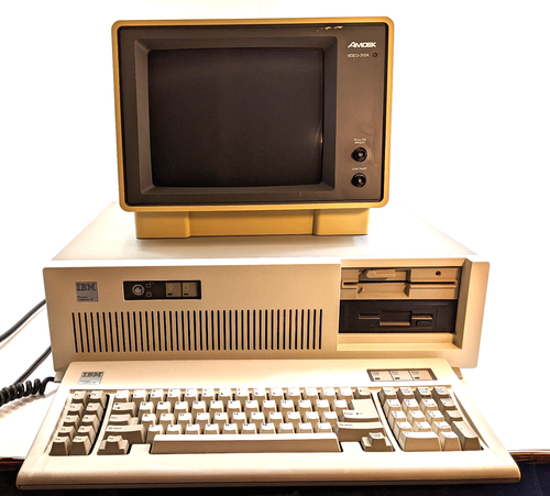 IBM 5170 PC AT Computer, 2 Floppy Drives, Keyboard, AMDEK 310-A Monitor ORIGINAL