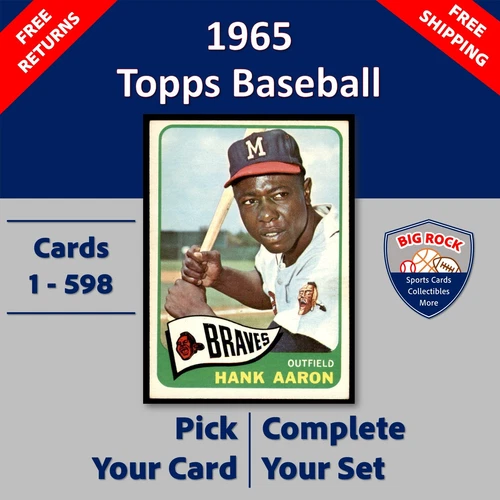 1965 Topps Baseball Cards #1 - 598 | You Pick | Complete Your Set